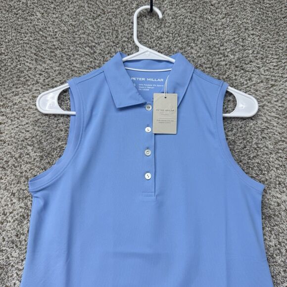 Peter Millar Womens Sleeveless Banded Polo Shirt Womens Small Blue New With Tags - Picture 3 of 13